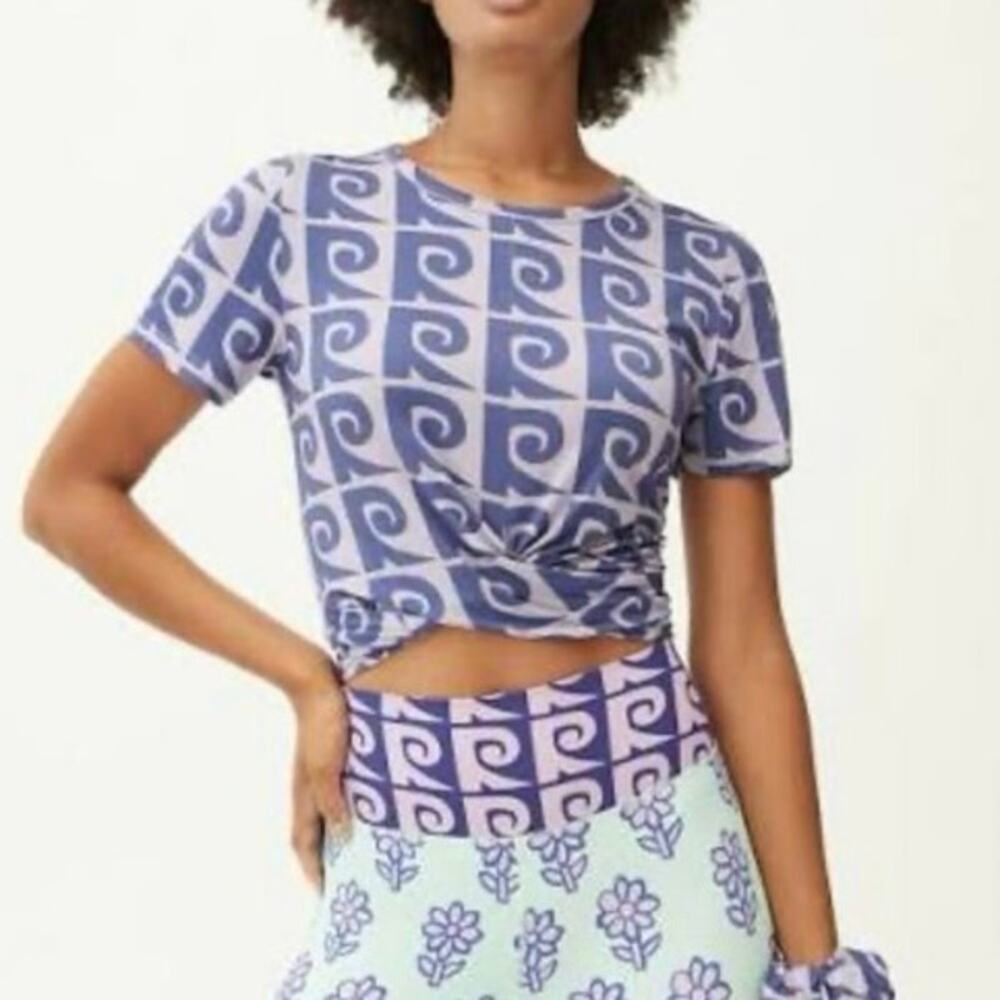 RHODE Coco Crop Tee in Cobalt Monogram